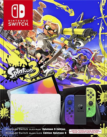 Switch Console, 64GB OLED Splatoon 3 + Blue/Yellow Joy-Con, Boxed
